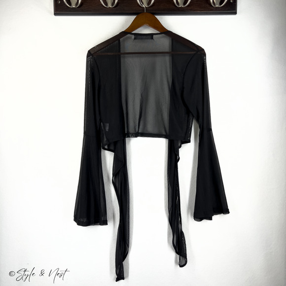 Dark Coquette Whismigoth Mesh Sheer Cardigan Witchy Boho Vampire Ren Faire Large - Picture 4 of 5